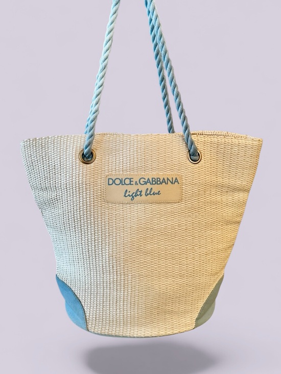 Dolce & Gabbana Handbags - Dolce & Gabbana Cream Woven Tote w Pouch Inside